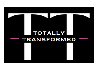 Totally Transformed Logo Black Background with White Writing and Pink Accents